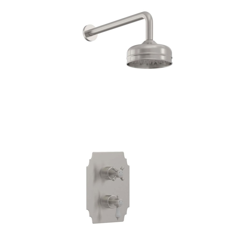 Heritage Glastonbury Brushed Nickel Recessed Shower with Premium Fixed Head Kit